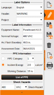 arc-flash-module-label-options-menu-labelorge-pro