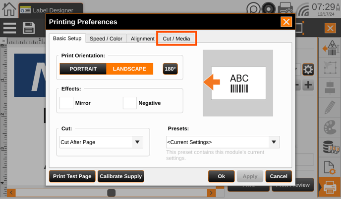 Toro Max Printing Preferences