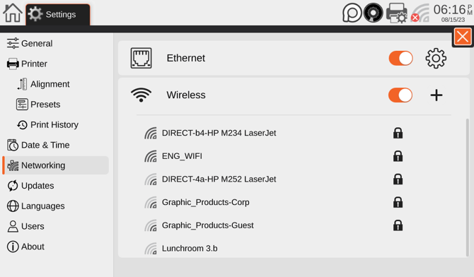 WiFi Networks Screen